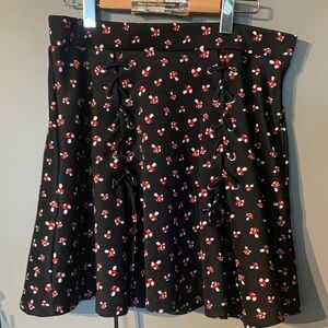 Hot Topic Black Skirt with Red Mushroom Pattern
